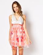 Pussycat London Prom Dress With Organza Skirt - Orange