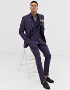 Asos Design Wedding Skinny Suit Jacket In Berry Twill - Red