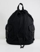 Asos Design Duffel Backpack In Black With Front Pockets And Internal Laptop Pouch - Black