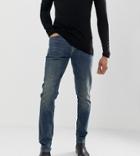 Asos Design Tall Slim Jeans In Dark Wash Blue - Blue