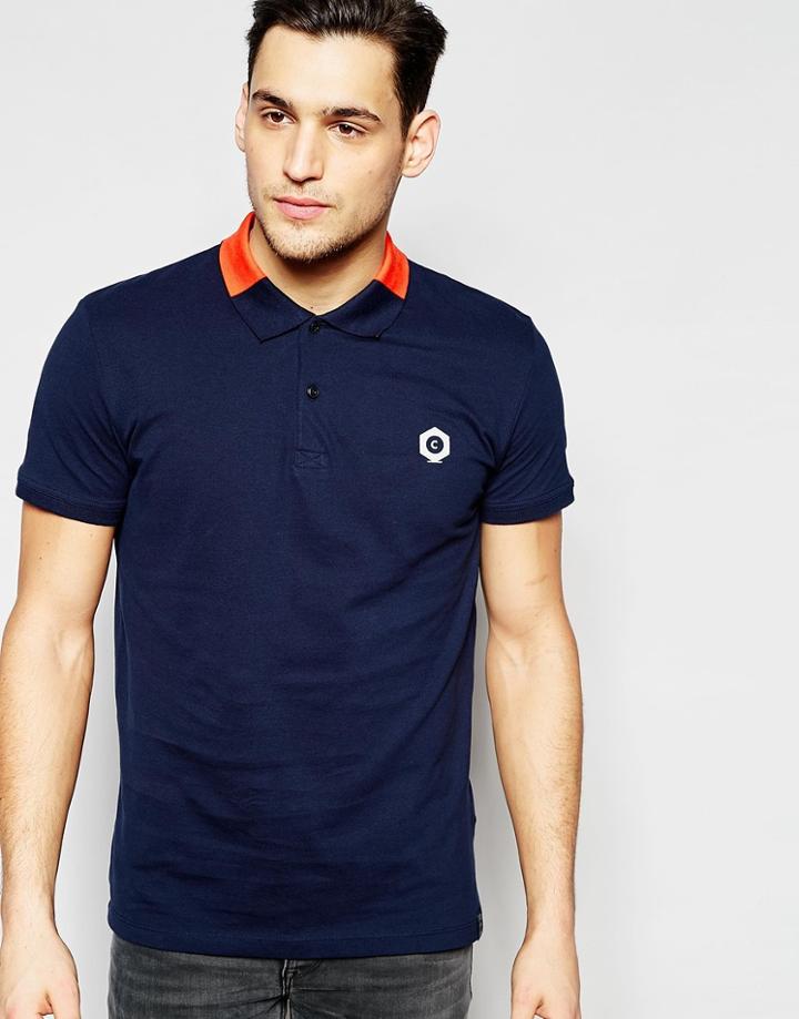 Jack & Jones Polo Shirt With Color Block Collar - Navy