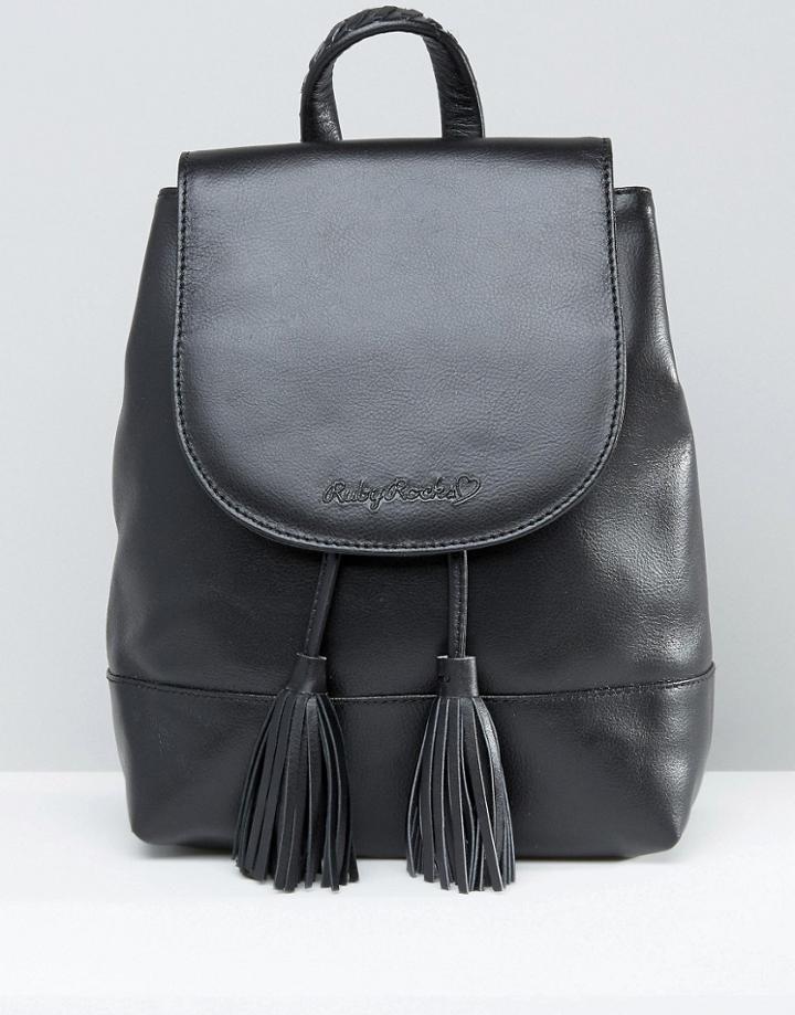 Ruby Rocks Leather Backpack - Black