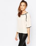 Daisy Street Raglan T-shirt With Contrast Trims - Nude