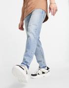 Asos Design Cone Mill Denim Classic Rigid 'american Classic' Jeans In Light Wash-blues