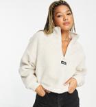 Quiksilver Popcorn Borg 1/4 Zip Cropped Fleece In Beige Exclusive At Asos-neutral