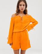 Noisy May Alberte Cold Shoulder Romper-orange