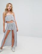 Pull & Bear Co Ord Stripe Short With Overlay Skirt - Multi
