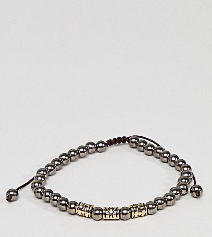 Designb Beaded Bracelet In Gunmetal Exclusive To Asos - Silver