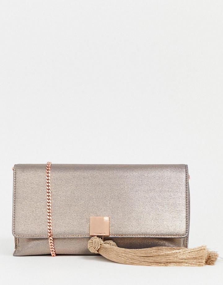 Ted Baker Kathiie Satin Clutch Bag - Gold