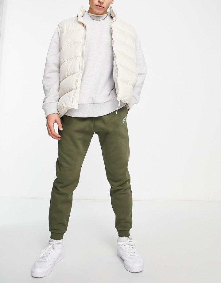 Reebok Small Logo Sweatpants In Khaki-green