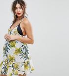 Asos Maternity Lily Print Simple T Back Beach Dress - Multi