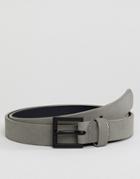 Asos Design Faux Leather Skinny Belt In Gray With Matte Black Buckle - Gray