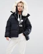 Adidas Originals Padded Jacket With Faux Fur Trim - Black