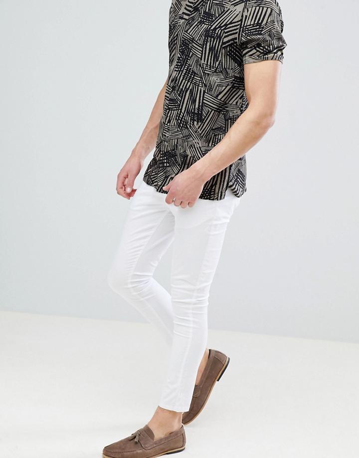 Asos Design Extreme Super Skinny Cropped Chinos In White - White
