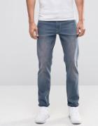 Asos Stretch Slim Jeans In Smokey Blue Wash - Blue