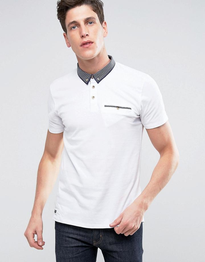 Threadbare Pocket Polo With Contrast Collar - White