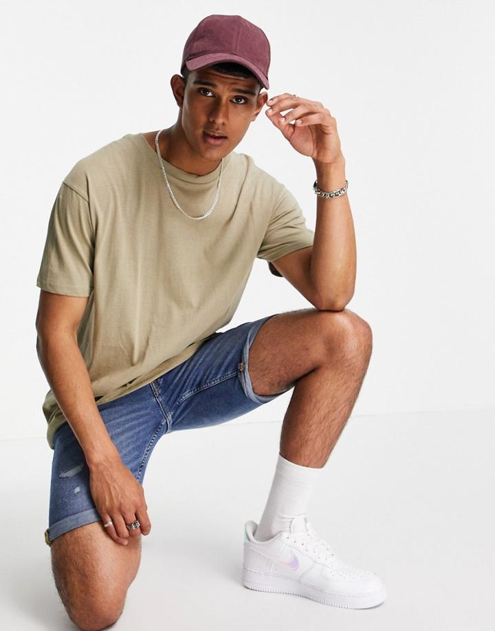 Brave Soul Oversized T-shirt In Sage-green