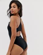 Asos 4505 Training Swimsuit With Mesh Racer Back - Black