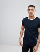 Asos T-shirt With Contrast Ringer And Cuff - Navy