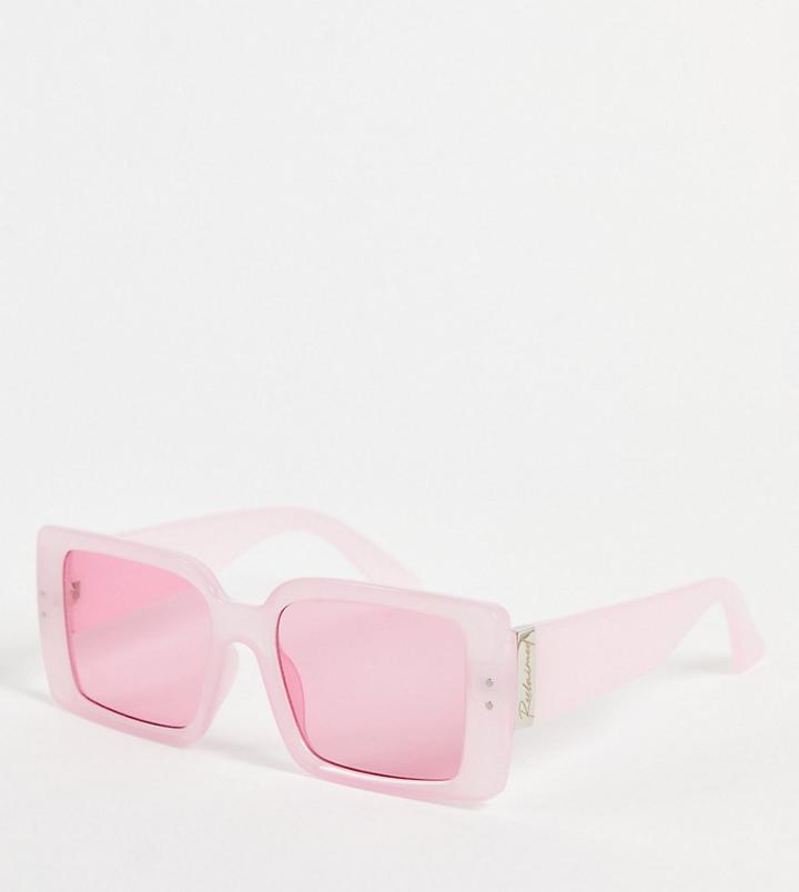 Reclaimed Vintage Inspired 00s Rimless Rectangle Sunglasses In Pink
