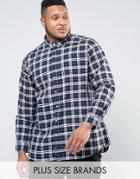 Duke Plus Check Shirt In Navy And Green - Navy