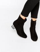 Truffle Collection Kitten Heel Boot With Clear Heel - Black
