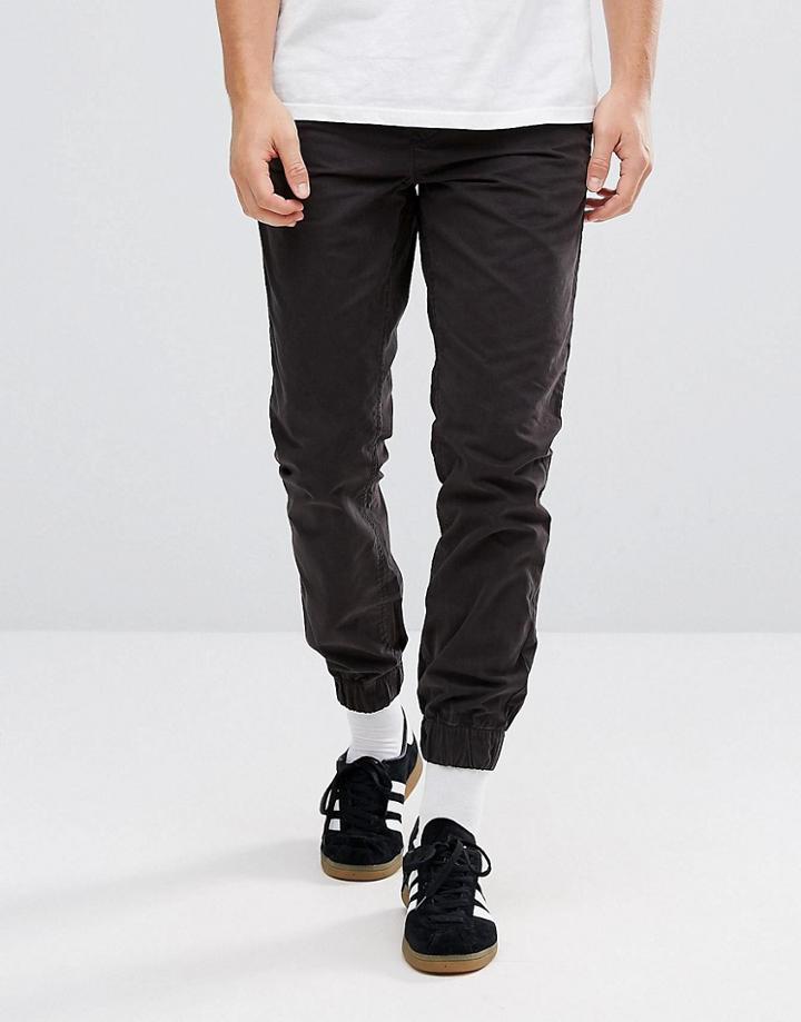 Celio Cuffed Chinos In Black - Black
