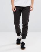 Celio Cuffed Chinos In Black - Black