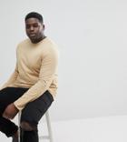 Asos Plus Long Sleeve T-shirt With Crew Neck In Beige - Beige