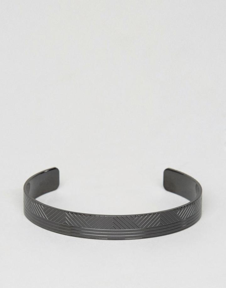 Boss By Hugo Boss Berto Metal Cuff Bracelet In Black - Black