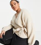 Asos Design Curve Wrap Cardigan With Tie-neutral