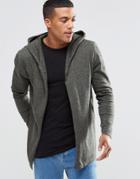 Asos Knitted Hooded Cardigan In Cotton - Green
