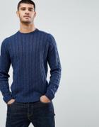 Asos Cable Knit Sweater In Navy - Navy