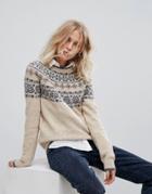 Esprit Fair Isle Patterned Knitted Sweater - Cream