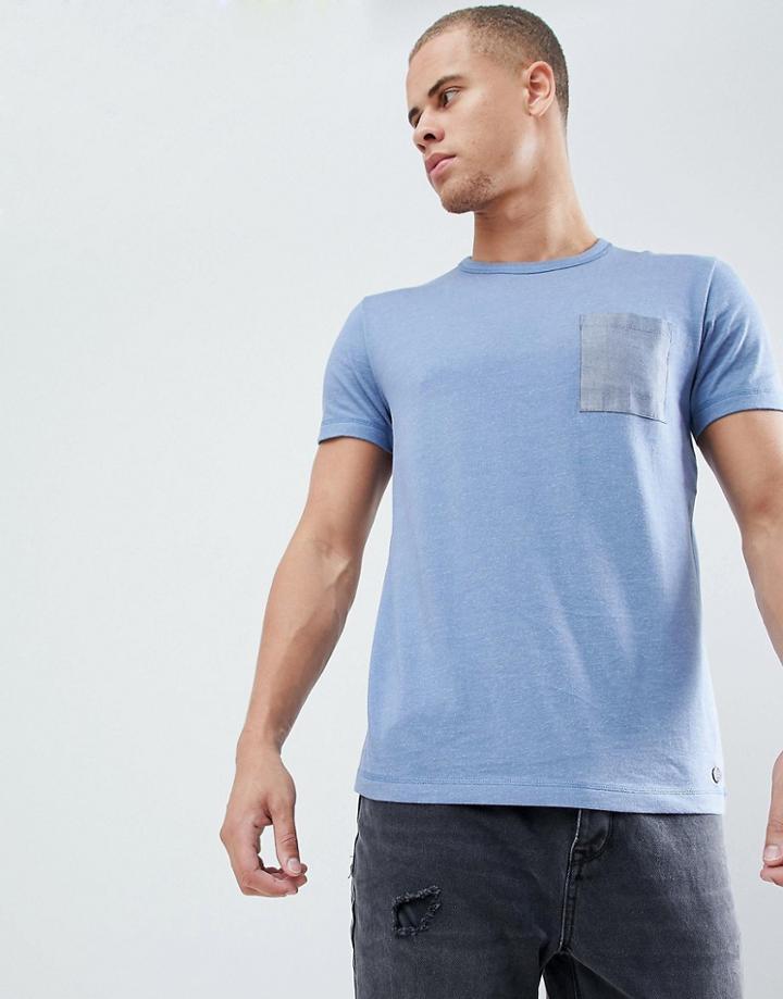 Esprit T-shirt With Denim Pocket - Blue