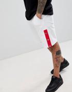 Boohooman Jersey Shorts With Poppers In White - White