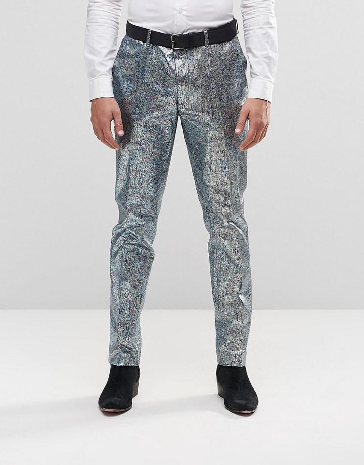 Asos Slim Pant In Silver - Silver
