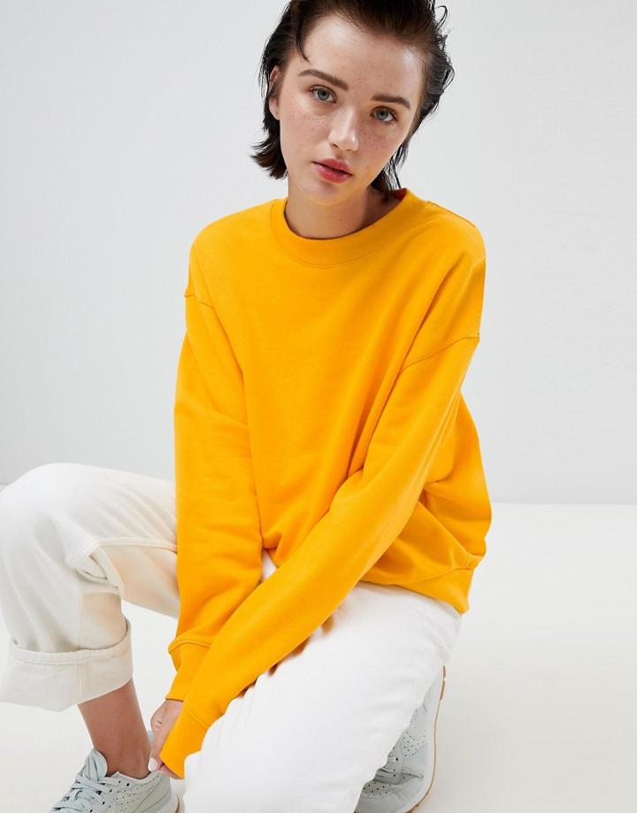 Weekday Cropped Sweatshirt In Warm Yellow - Yellow