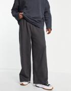 Asos Design Heavyweight Oversized Wide Leg Sweatpants In Washed Black - Part Of A Set