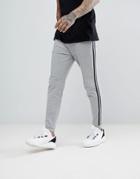 Asos Skinny Joggers With Side Stripe In Gray Marl - Gray