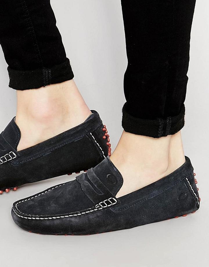 Base London Morgan Suede Driving Shoes - Blue