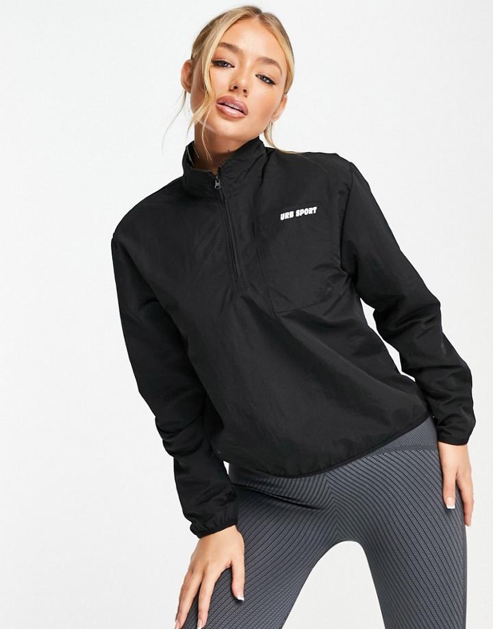 Urban Threads Half Zip Running Jacket In Black
