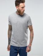 Asos T-shirt In Textured Waffle Fabric In Gray Marl - Gray