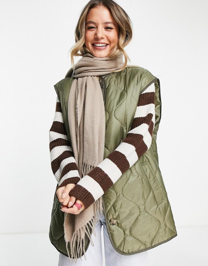 Pieces Tassel Scarf In Camel-neutral