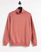 Asos Design Oversized Funnel Neck Sweatshirt In Pink