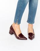 London Rebel Mid Heeled Loafers - Burgundy Patent