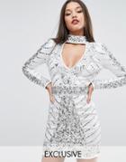 Starlet Choker Detail Embellished Mini Dress - White