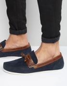 Red Tape Loafers In Navy Suede - Blue