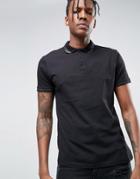 Asos Polo Shirt With Shiny Tipped Collar - Black