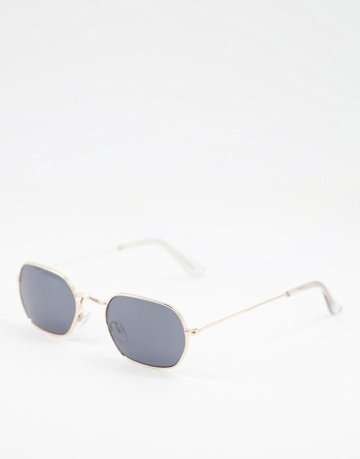 Aj Morgan Intern Rectangle Sunglasses With Mirrored Lens-gold